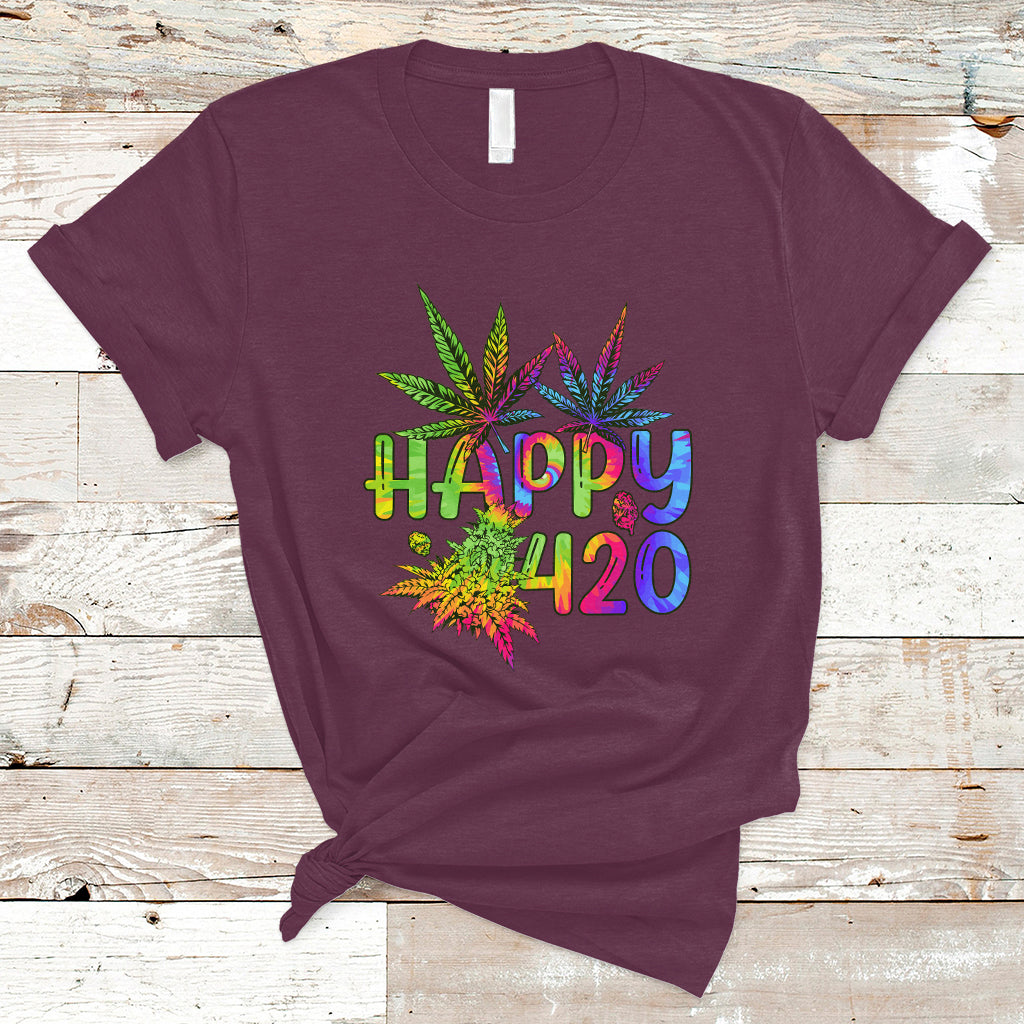 Happy 420 T Shirt Happy 420 Day Cannabis Weed Marijuana Leaf Lovers Men Women - Wonder Print Shop