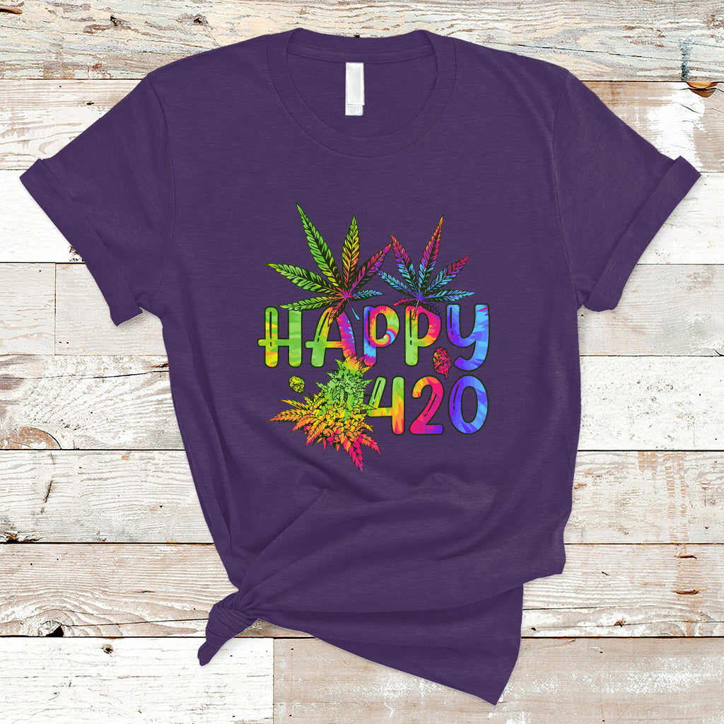 Happy 420 T Shirt Happy 420 Day Cannabis Weed Marijuana Leaf Lovers Men Women - Wonder Print Shop