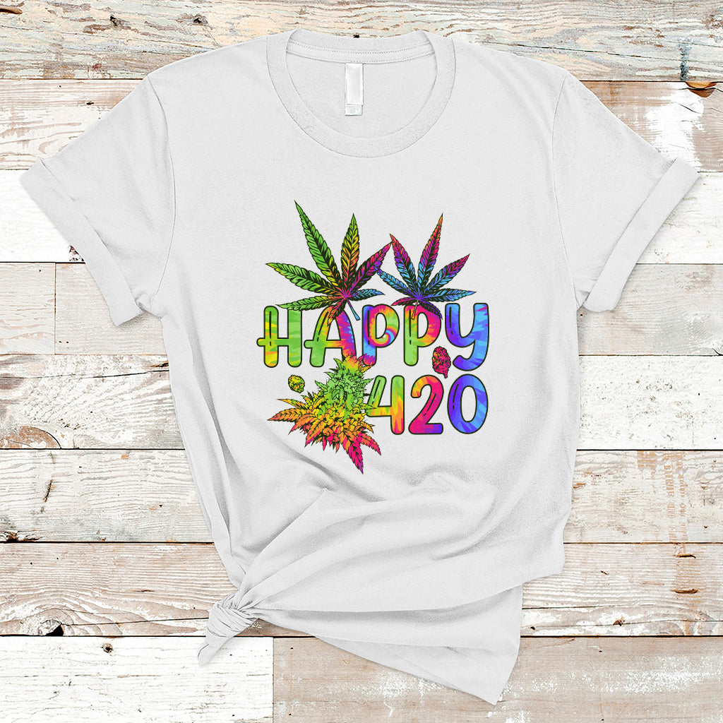 Happy 420 T Shirt Happy 420 Day Cannabis Weed Marijuana Leaf Lovers Men Women - Wonder Print Shop