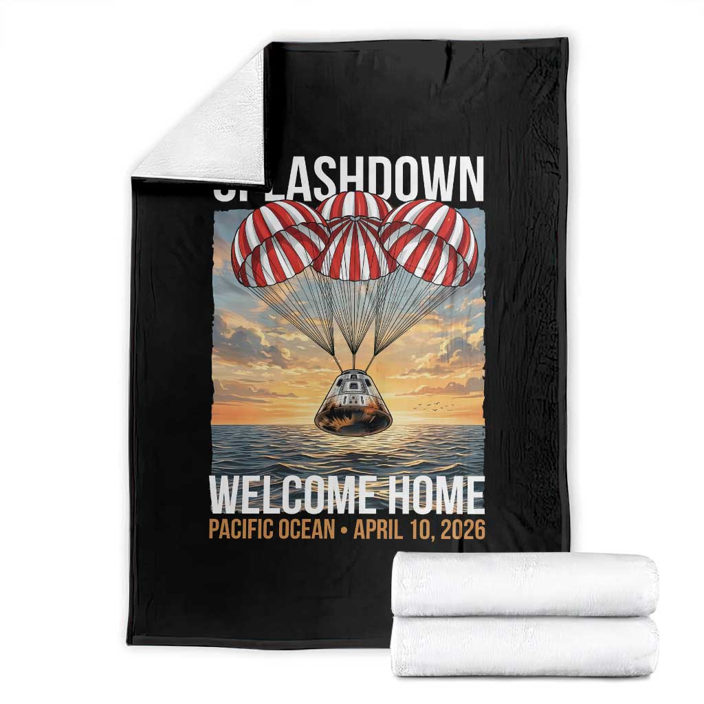2026 Lunar Mission Splashdown Welcome Home Throw Blanket Pacific Ocean April 10 Vintage Capsule Recovery Graphic