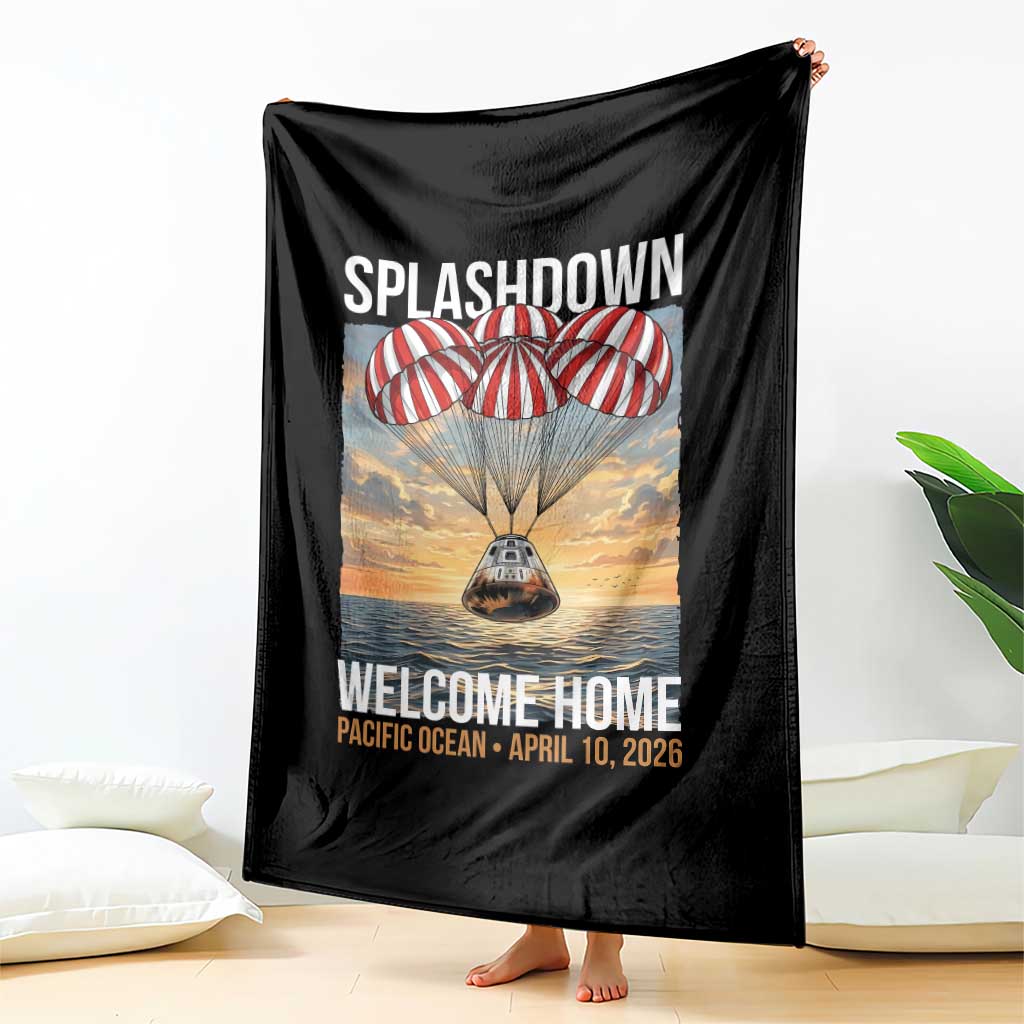 2026 Lunar Mission Splashdown Welcome Home Throw Blanket Pacific Ocean April 10 Vintage Capsule Recovery Graphic