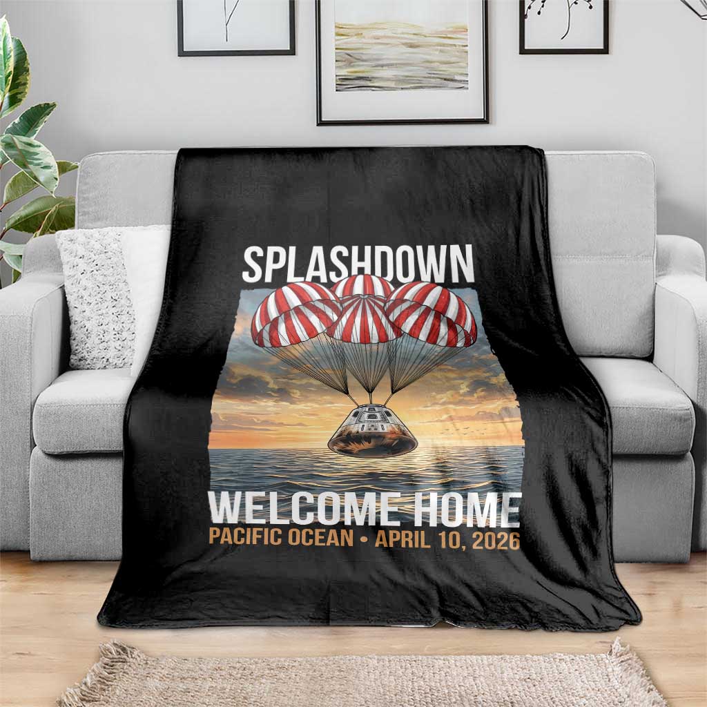 2026 Lunar Mission Splashdown Welcome Home Throw Blanket Pacific Ocean April 10 Vintage Capsule Recovery Graphic