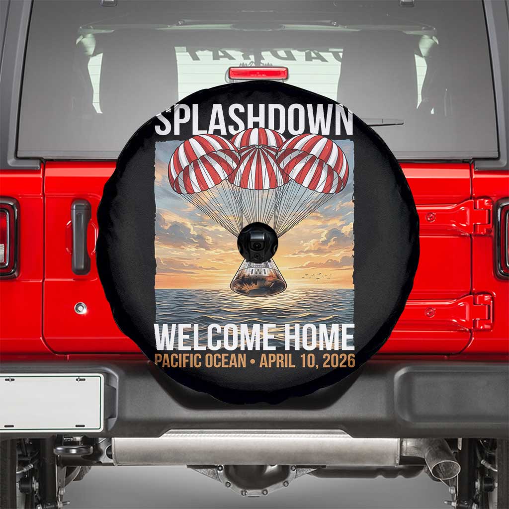 2026 Lunar Mission Splashdown Welcome Home Spare Tire Cover Pacific Ocean April 10 Vintage Capsule Recovery Graphic