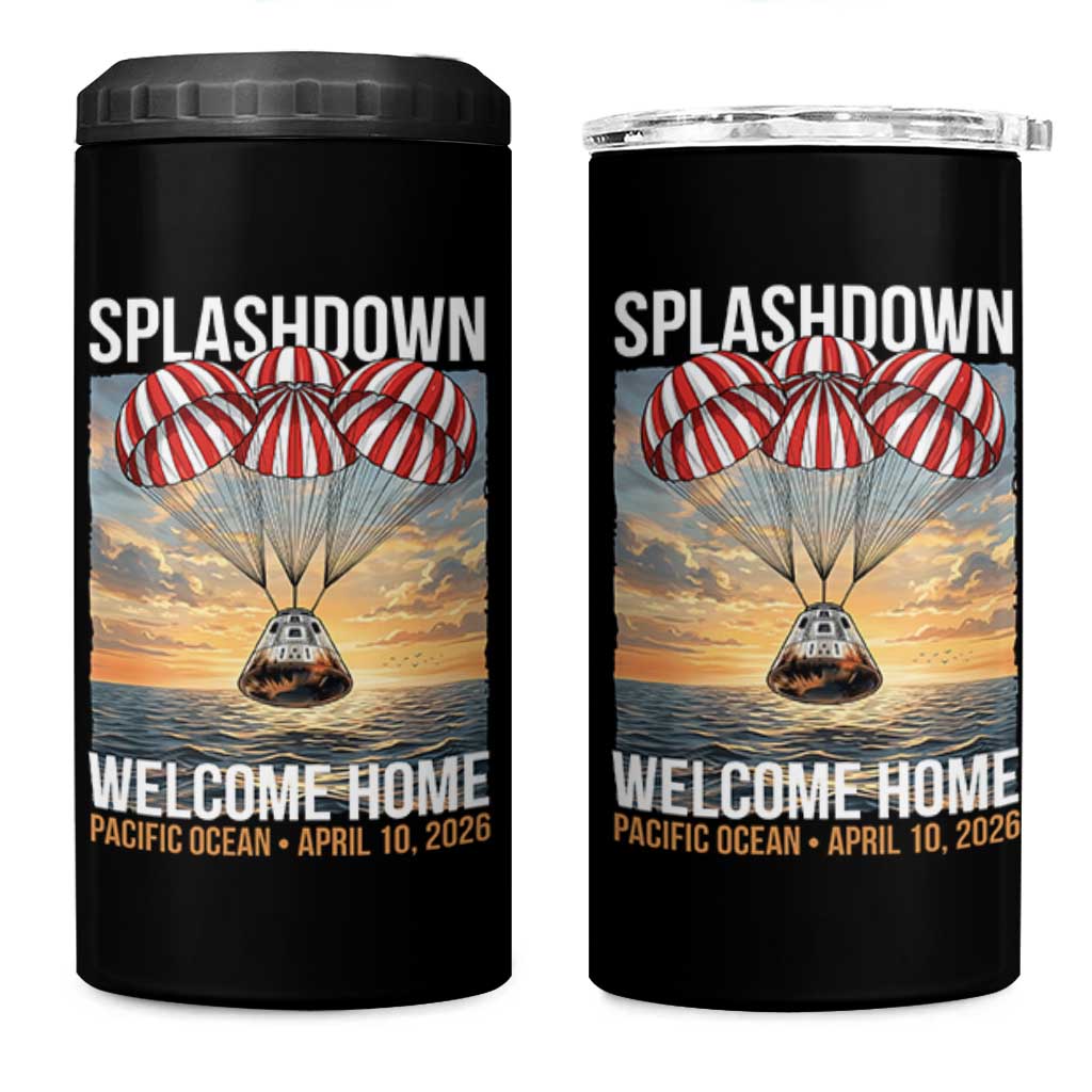 2026 Lunar Mission Splashdown Welcome Home 4 in 1 Can Cooler Tumbler Pacific Ocean April 10 Vintage Capsule Recovery Graphic