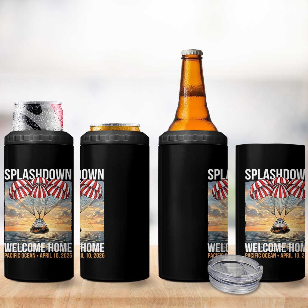 2026 Lunar Mission Splashdown Welcome Home 4 in 1 Can Cooler Tumbler Pacific Ocean April 10 Vintage Capsule Recovery Graphic