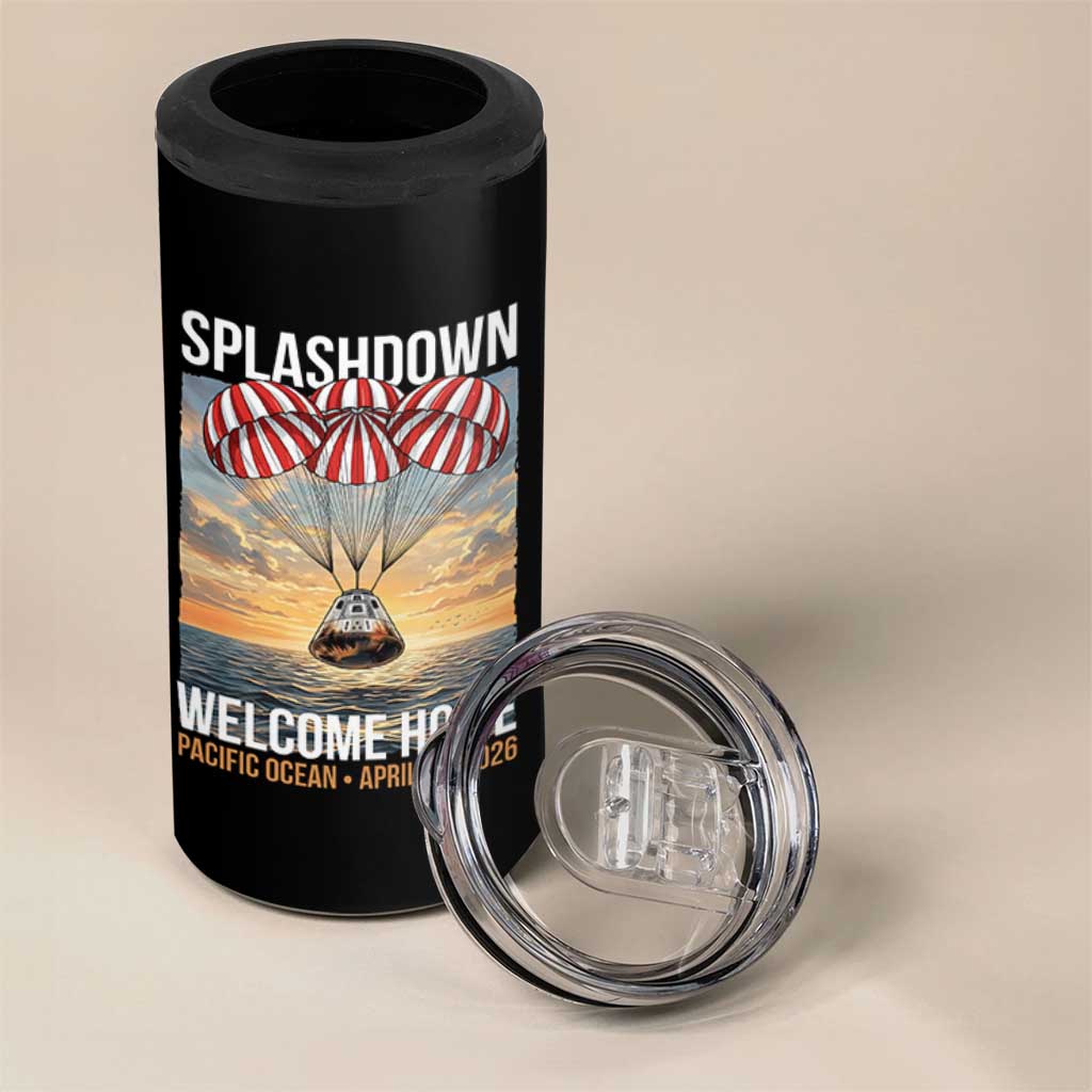 2026 Lunar Mission Splashdown Welcome Home 4 in 1 Can Cooler Tumbler Pacific Ocean April 10 Vintage Capsule Recovery Graphic