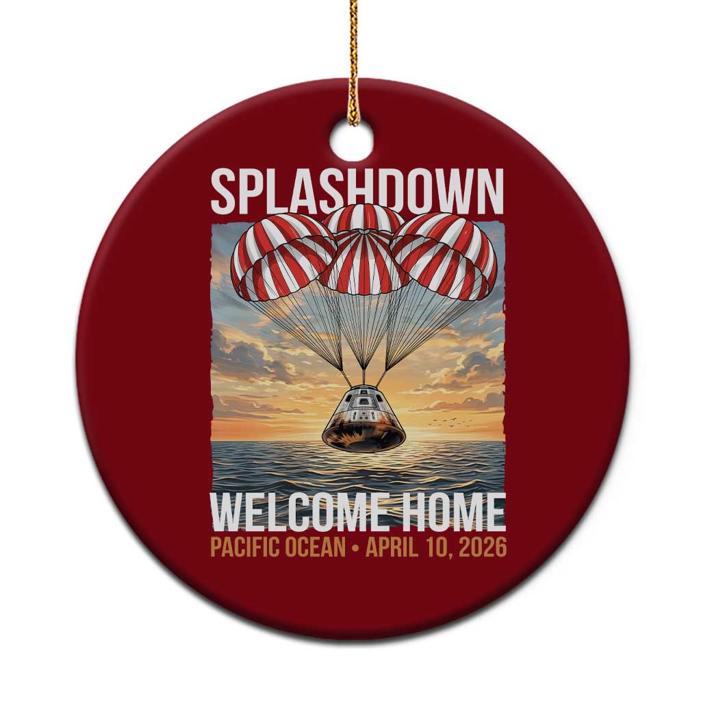 2026 Lunar Mission Splashdown Welcome Home Ceramic Ornament Pacific Ocean April 10 Vintage Capsule Recovery Graphic