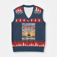 2026 Lunar Mission Splashdown Welcome Home V-Neck Knit Sweater Vest Pacific Ocean April 10 Vintage Capsule Recovery Graphic