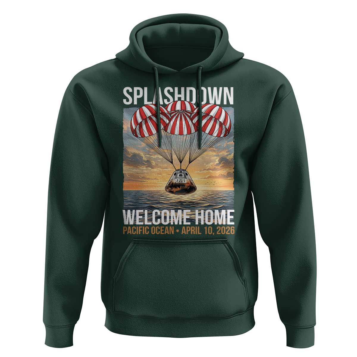 2026 Lunar Mission Splashdown Welcome Home Hoodie Pacific Ocean April 10 Vintage Capsule Recovery Graphic