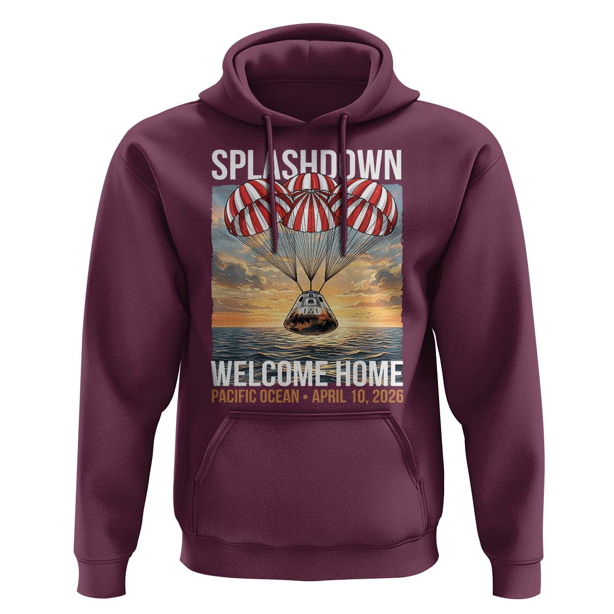 2026 Lunar Mission Splashdown Welcome Home Hoodie Pacific Ocean April 10 Vintage Capsule Recovery Graphic