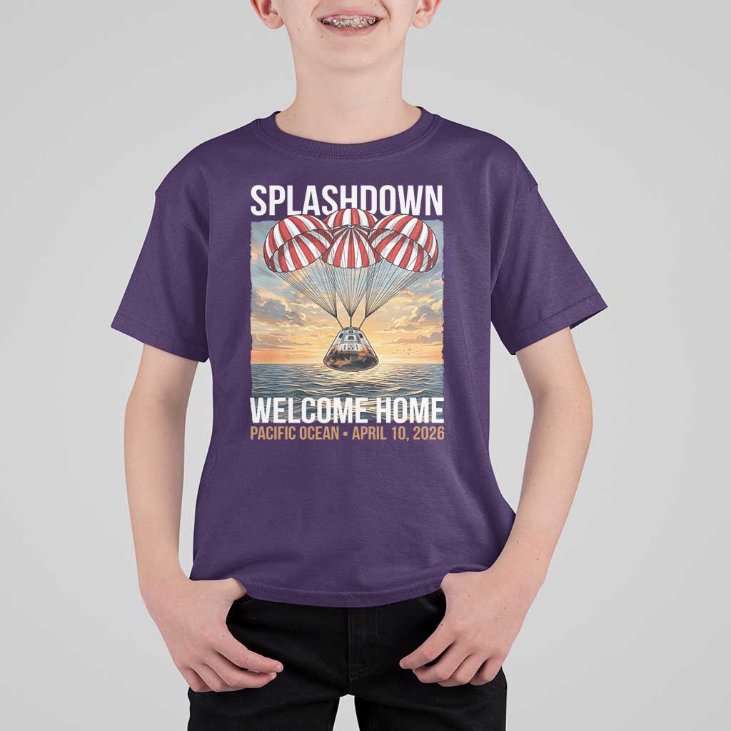 2026 Lunar Mission Splashdown Welcome Home T Shirt For Kid Pacific Ocean April 10 Vintage Capsule Recovery Graphic