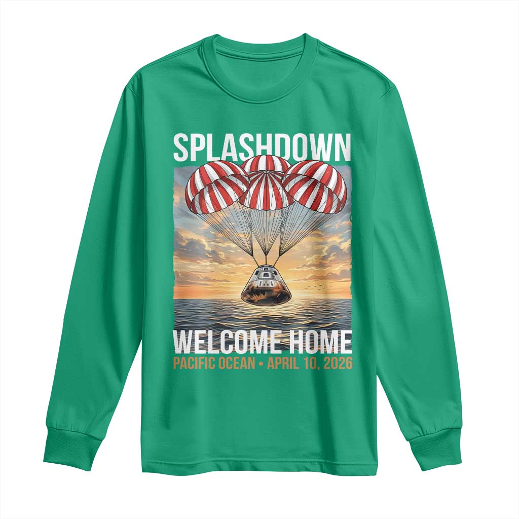 2026 Lunar Mission Splashdown Welcome Home Long Sleeve Shirt Pacific Ocean April 10 Vintage Capsule Recovery Graphic