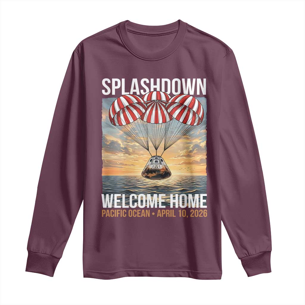 2026 Lunar Mission Splashdown Welcome Home Long Sleeve Shirt Pacific Ocean April 10 Vintage Capsule Recovery Graphic