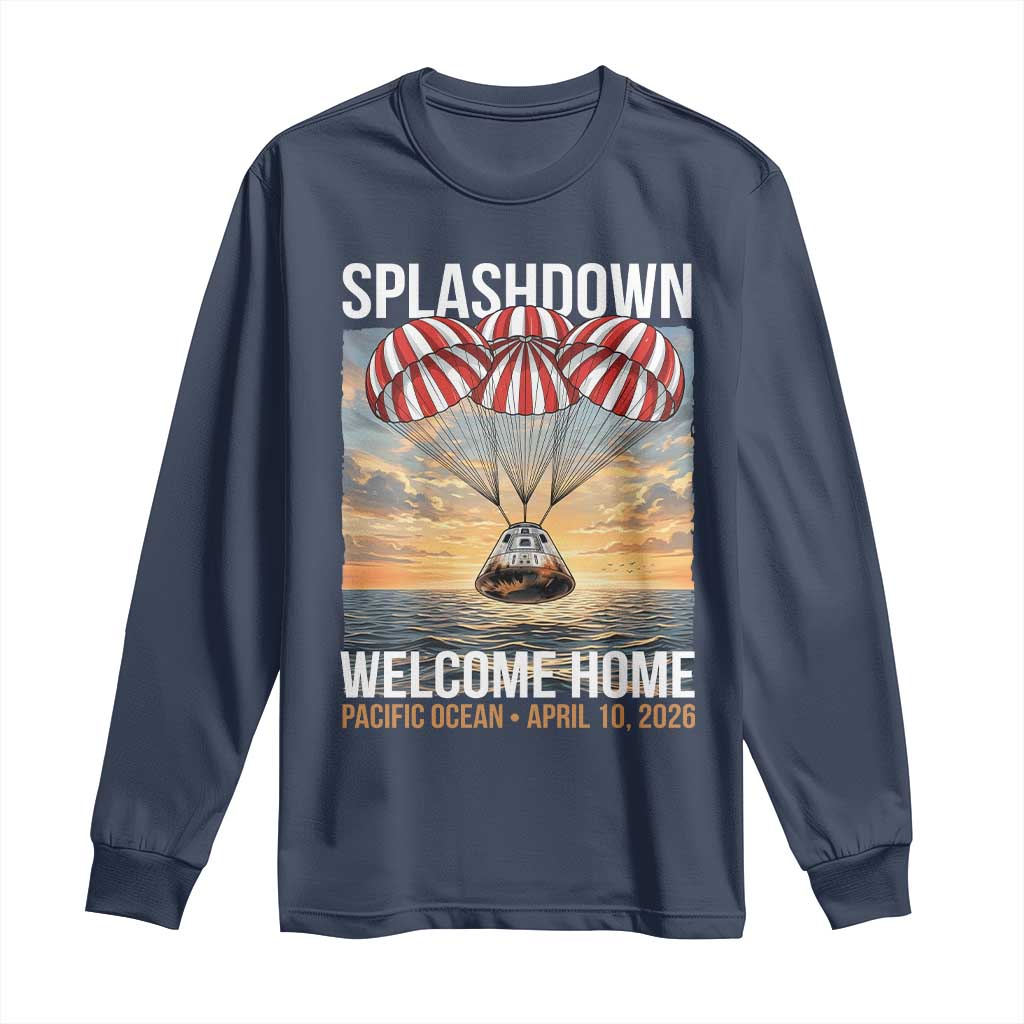 2026 Lunar Mission Splashdown Welcome Home Long Sleeve Shirt Pacific Ocean April 10 Vintage Capsule Recovery Graphic