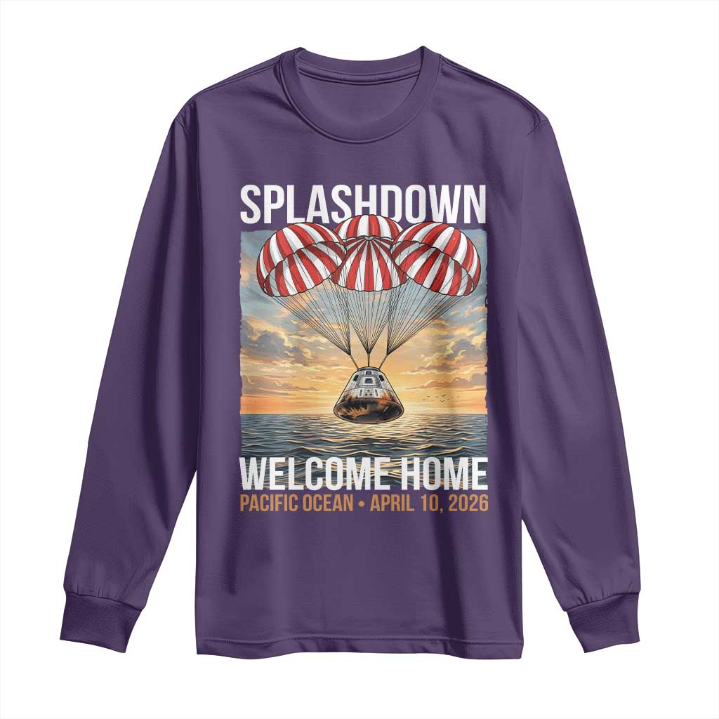 2026 Lunar Mission Splashdown Welcome Home Long Sleeve Shirt Pacific Ocean April 10 Vintage Capsule Recovery Graphic