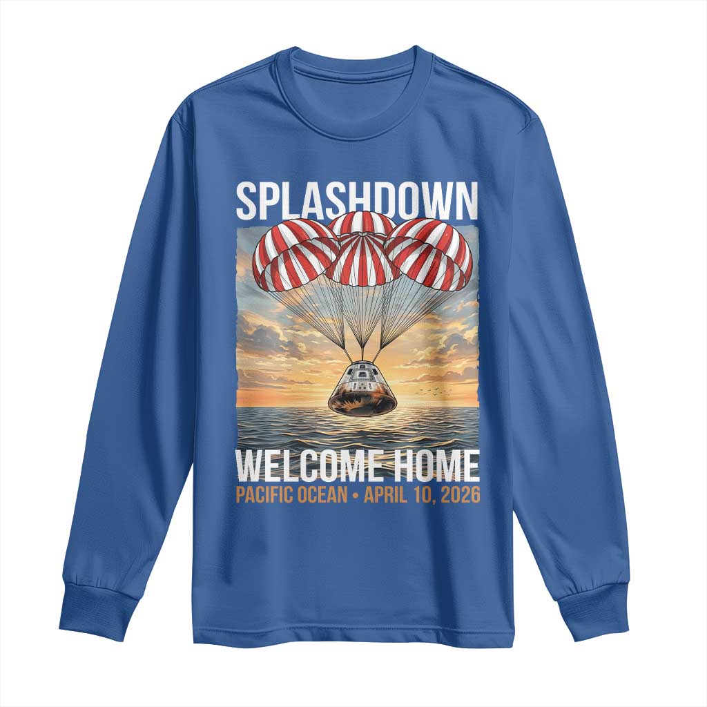 2026 Lunar Mission Splashdown Welcome Home Long Sleeve Shirt Pacific Ocean April 10 Vintage Capsule Recovery Graphic