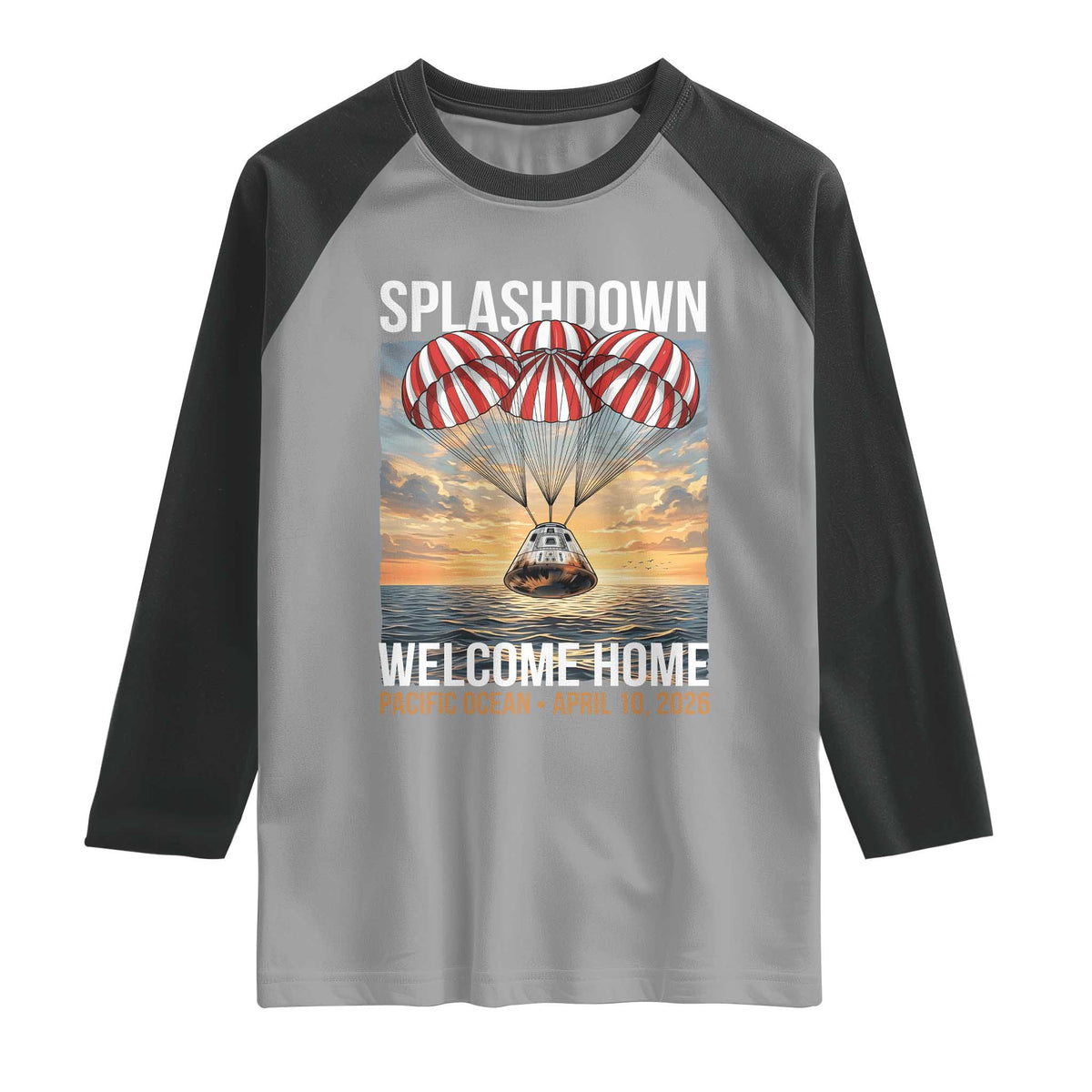 2026 Lunar Mission Splashdown Welcome Home Raglan Shirt Pacific Ocean April 10 Vintage Capsule Recovery Graphic
