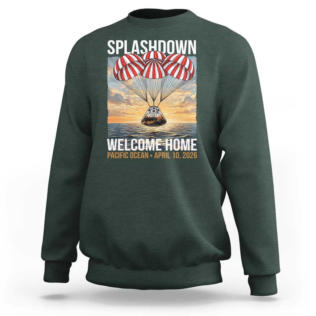 2026 Lunar Mission Splashdown Welcome Home Sweatshirt Pacific Ocean April 10 Vintage Capsule Recovery Graphic