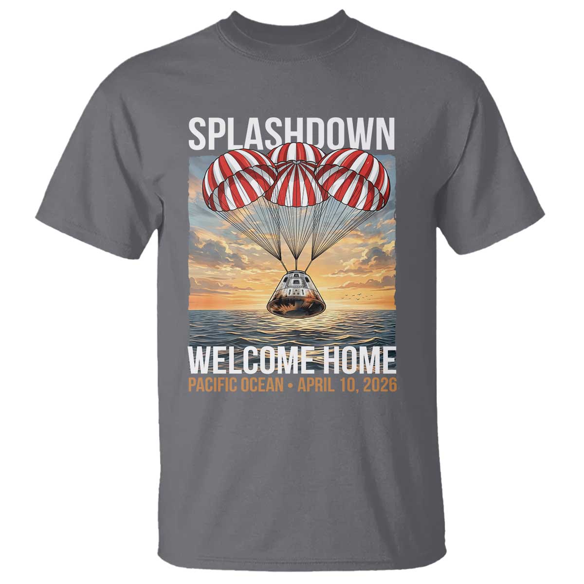 2026 Lunar Mission Splashdown Welcome Home T Shirt Pacific Ocean April 10 Vintage Capsule Recovery Graphic