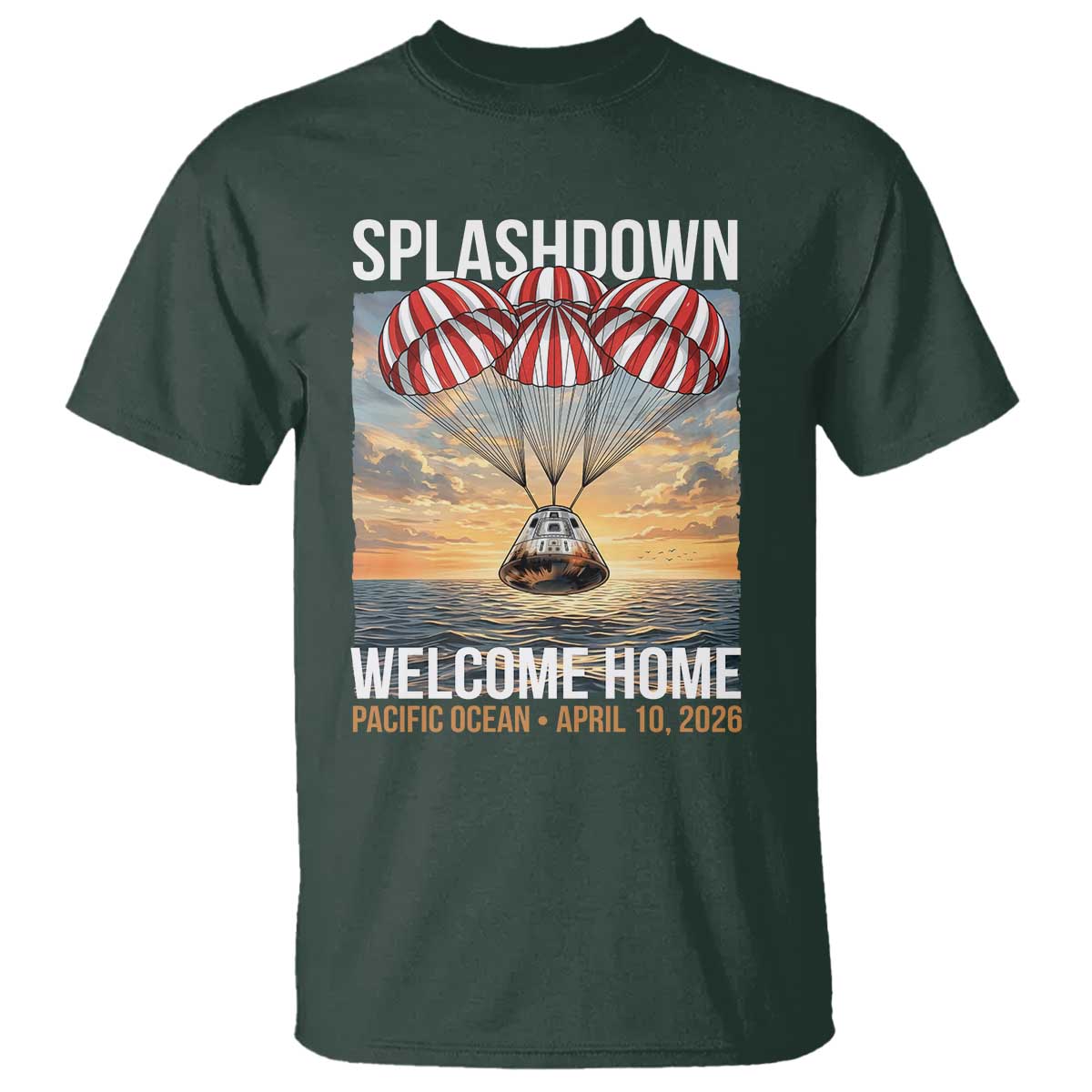 2026 Lunar Mission Splashdown Welcome Home T Shirt Pacific Ocean April 10 Vintage Capsule Recovery Graphic