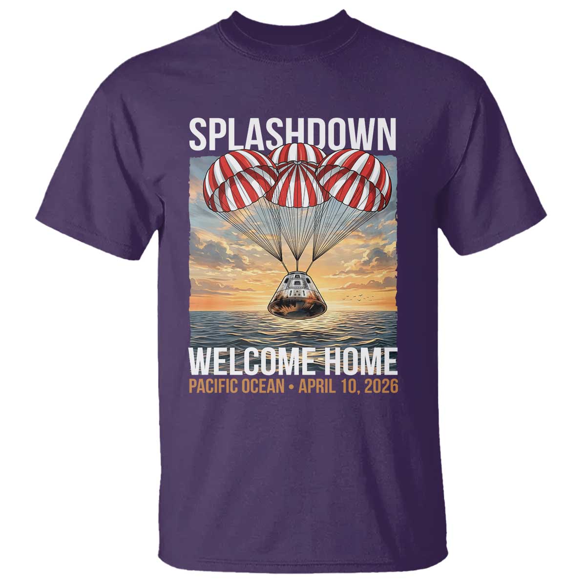 2026 Lunar Mission Splashdown Welcome Home T Shirt Pacific Ocean April 10 Vintage Capsule Recovery Graphic