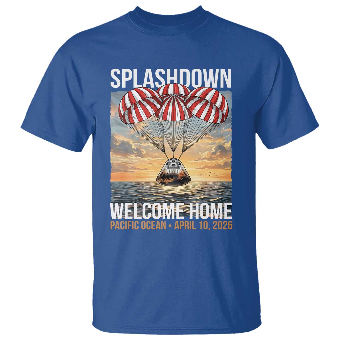 2026 Lunar Mission Splashdown Welcome Home T Shirt Pacific Ocean April 10 Vintage Capsule Recovery Graphic