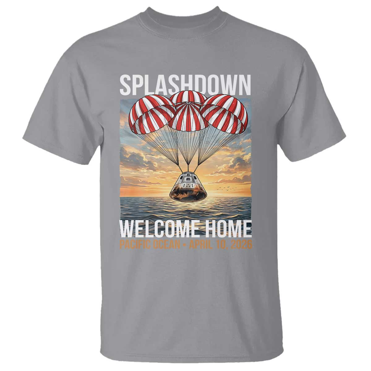 2026 Lunar Mission Splashdown Welcome Home T Shirt Pacific Ocean April 10 Vintage Capsule Recovery Graphic