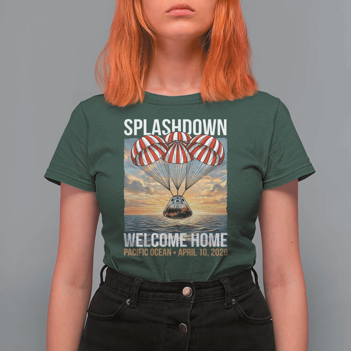2026 Lunar Mission Splashdown Welcome Home T Shirt For Women Pacific Ocean April 10 Vintage Capsule Recovery Graphic