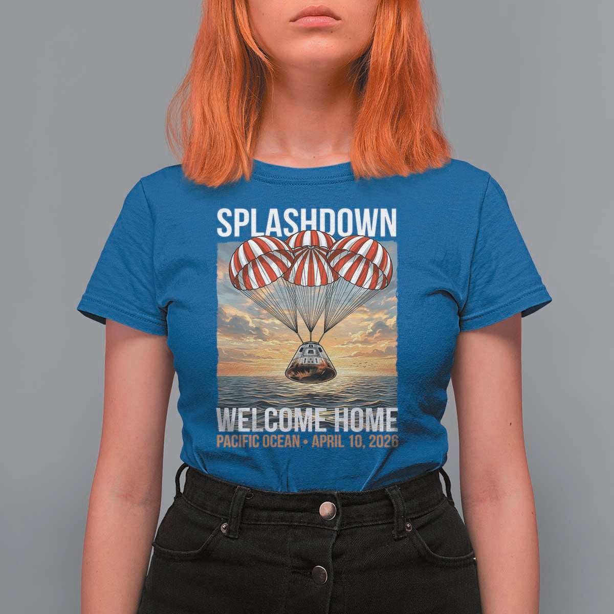 2026 Lunar Mission Splashdown Welcome Home T Shirt For Women Pacific Ocean April 10 Vintage Capsule Recovery Graphic