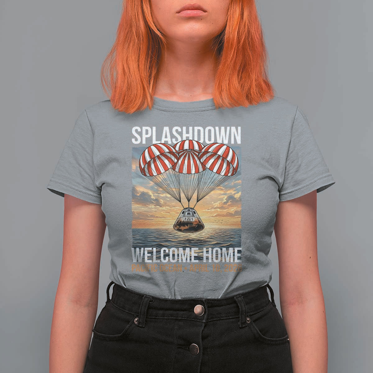 2026 Lunar Mission Splashdown Welcome Home T Shirt For Women Pacific Ocean April 10 Vintage Capsule Recovery Graphic
