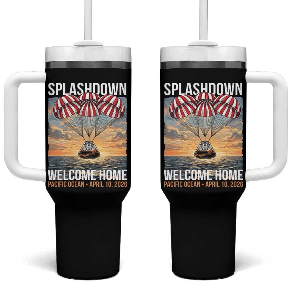 2026 Lunar Mission Splashdown Welcome Home Tumbler With Handle Pacific Ocean April 10 Vintage Capsule Recovery Graphic