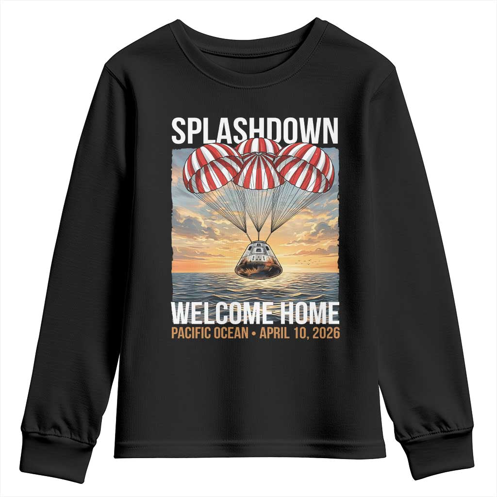 2026 Lunar Mission Splashdown Welcome Home Youth Sweatshirt Pacific Ocean April 10 Vintage Capsule Recovery Graphic
