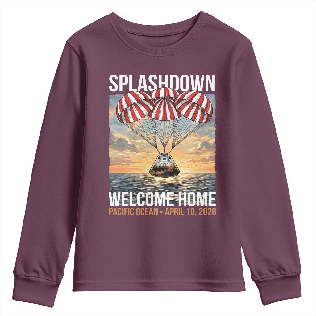 2026 Lunar Mission Splashdown Welcome Home Youth Sweatshirt Pacific Ocean April 10 Vintage Capsule Recovery Graphic
