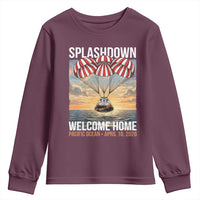 2026 Lunar Mission Splashdown Welcome Home Youth Sweatshirt Pacific Ocean April 10 Vintage Capsule Recovery Graphic