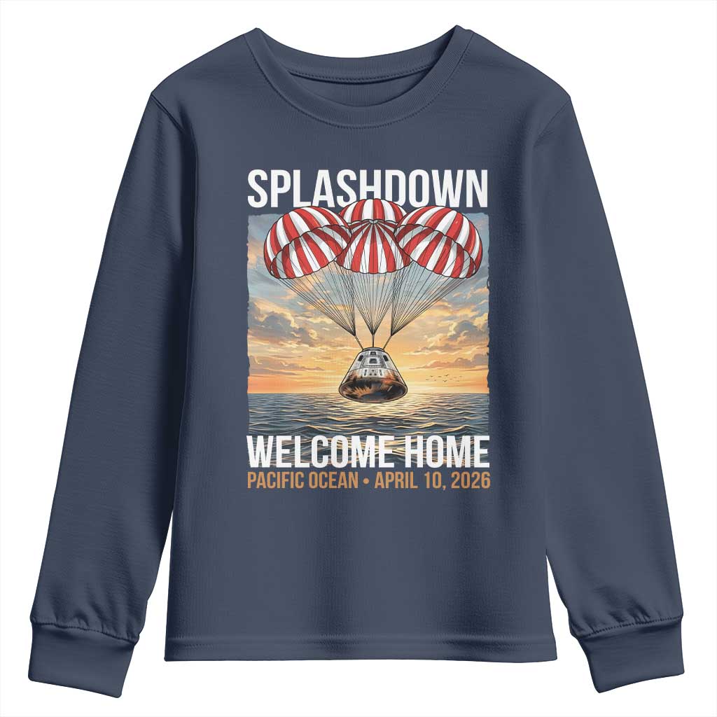2026 Lunar Mission Splashdown Welcome Home Youth Sweatshirt Pacific Ocean April 10 Vintage Capsule Recovery Graphic