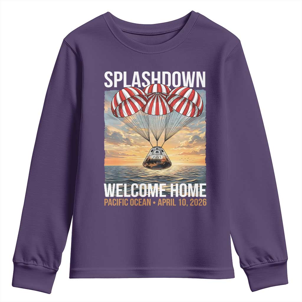 2026 Lunar Mission Splashdown Welcome Home Youth Sweatshirt Pacific Ocean April 10 Vintage Capsule Recovery Graphic