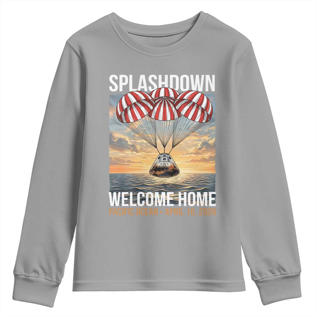 2026 Lunar Mission Splashdown Welcome Home Youth Sweatshirt Pacific Ocean April 10 Vintage Capsule Recovery Graphic