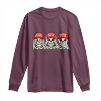 See No Crimes Hear No Truth Speak No Facts Skeletons Long Sleeve Shirt Political Satire Three Wise Monkeys Graphic