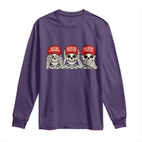 See No Crimes Hear No Truth Speak No Facts Skeletons Long Sleeve Shirt Political Satire Three Wise Monkeys Graphic