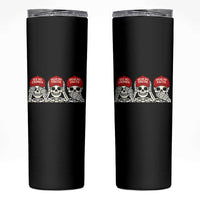 See No Crimes Hear No Truth Speak No Facts Skeletons Skinny Tumbler Political Satire Three Wise Monkeys Graphic