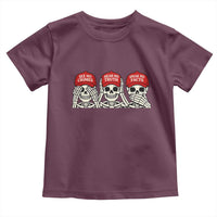 See No Crimes Hear No Truth Speak No Facts Skeletons Toddler T Shirt Political Satire Three Wise Monkeys Graphic