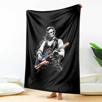 Rockin Abe Abraham Lincoln Playing Electric Guitar Throw Blanket Patriotic Music Rocker Mashup 4th of July Celebration