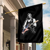 Rockin Abe Abraham Lincoln Playing Electric Guitar Garden Flag Patriotic Music Rocker Mashup 4th of July Celebration