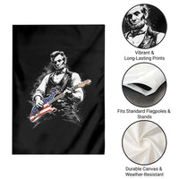 Rockin Abe Abraham Lincoln Playing Electric Guitar Garden Flag Patriotic Music Rocker Mashup 4th of July Celebration