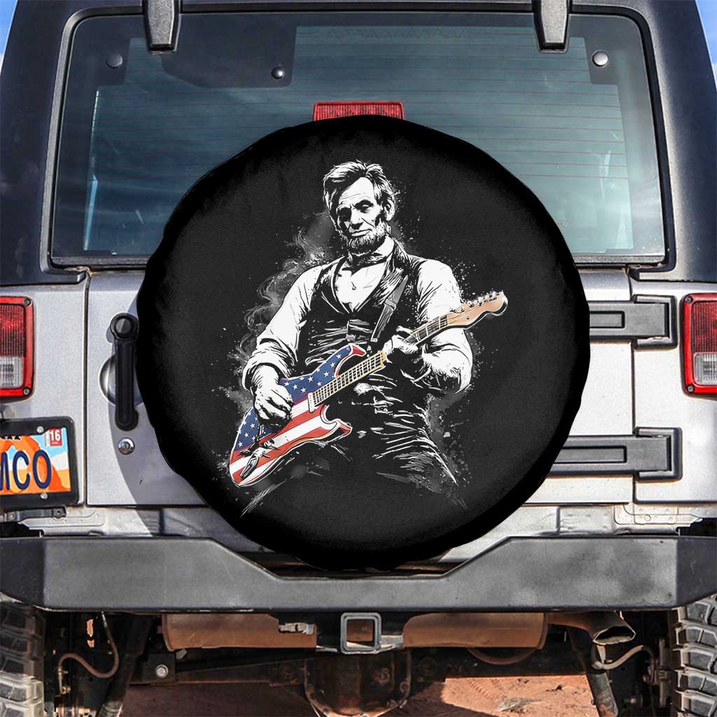 Rockin Abe Abraham Lincoln Playing Electric Guitar Spare Tire Cover Patriotic Music Rocker Mashup 4th of July Celebration