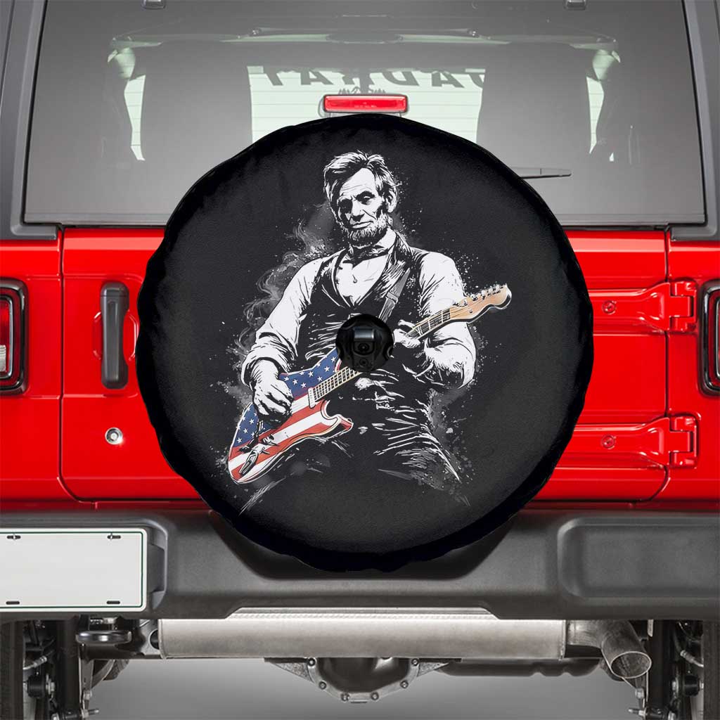 Rockin Abe Abraham Lincoln Playing Electric Guitar Spare Tire Cover Patriotic Music Rocker Mashup 4th of July Celebration