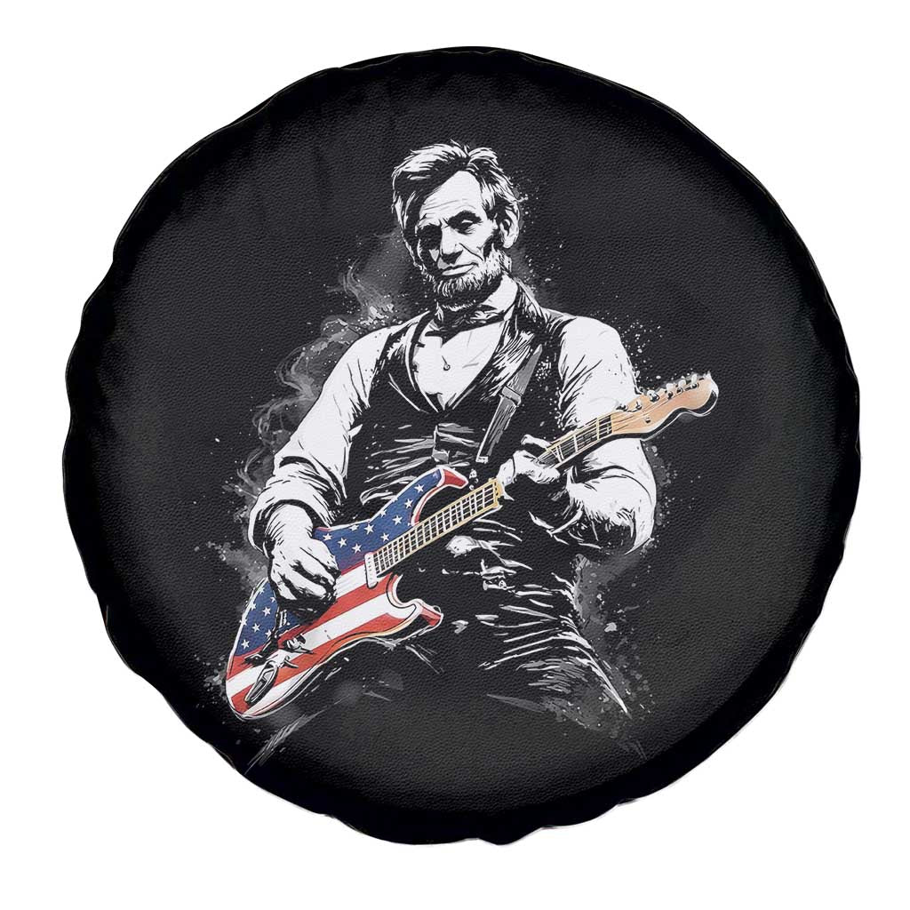 Rockin Abe Abraham Lincoln Playing Electric Guitar Spare Tire Cover Patriotic Music Rocker Mashup 4th of July Celebration