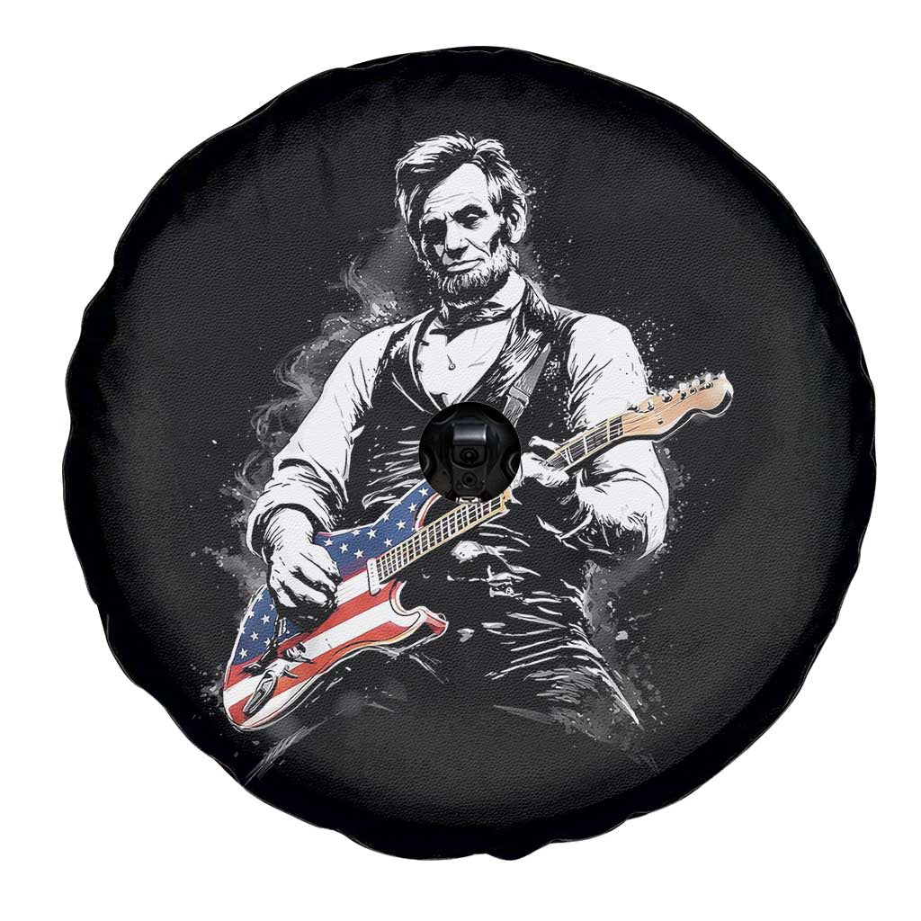 Rockin Abe Abraham Lincoln Playing Electric Guitar Spare Tire Cover Patriotic Music Rocker Mashup 4th of July Celebration