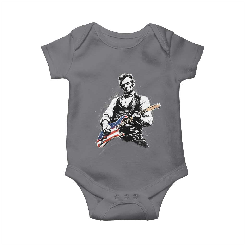 Rockin Abe Abraham Lincoln Playing Electric Guitar Baby Onesie Patriotic Music Rocker Mashup 4th of July Celebration