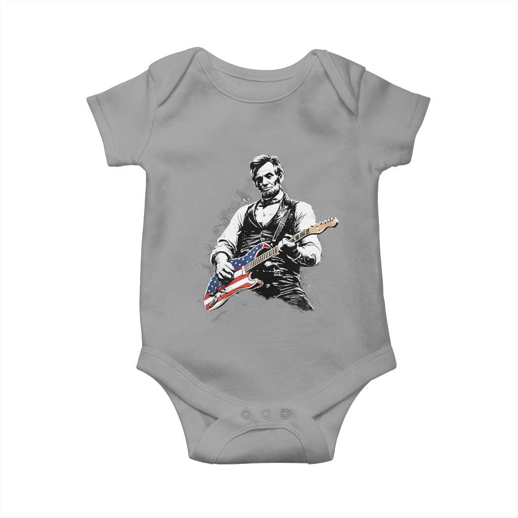 Rockin Abe Abraham Lincoln Playing Electric Guitar Baby Onesie Patriotic Music Rocker Mashup 4th of July Celebration